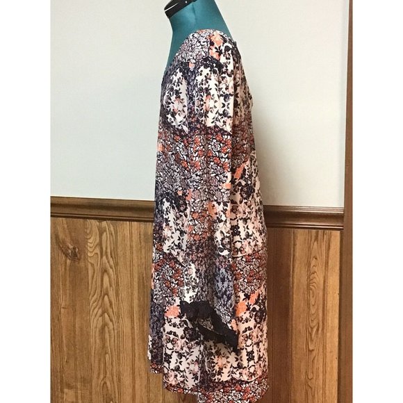 DB Established 1962 Womens BOHO Floral Sheer Sleeve Dress. Navy,peach,white sz10 - Picture 2 of 8